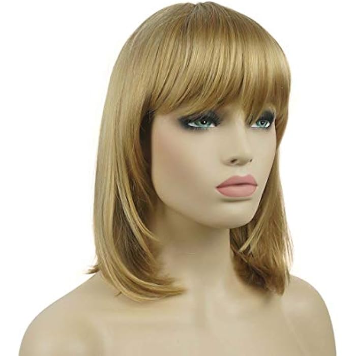 DILLARDS Lydell Synthetic Medium Length Straight Wig With Neat Bang Cosplay Wigs For Women Light Butterscotch - Image 1